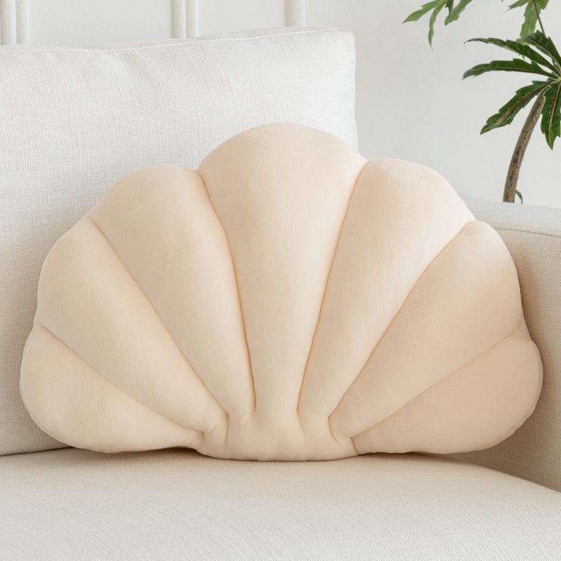 ZCNYCLAM Shell Pillow, Shell Shaped Decorative Throw Pillows with Velet for Couch Bed, Cute Seashell Beachy Room Decor Aesthetic Throw Pillows for Bedroom Living Room - Image 1
