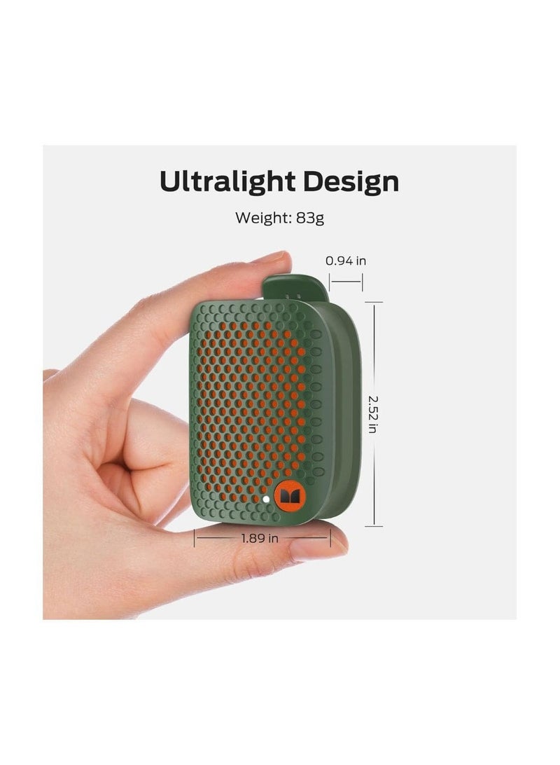 Monster Blaster Micro Wearable Bluetooth Speaker – Clip-On Wireless Portable Speaker with Built-in Mic, Non-Magnetic Design, IPX7 Waterproof, TWS Stereo, Hands-Free Music and Calls for Work, Cycling, Running – Green - Image 2
