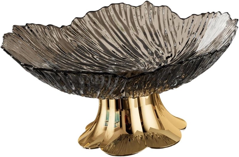 Fruit Basket Pedestal Fruit Bowl Tray for Countertop Living Room Dining Home Party(Transparent Black) - Image 1