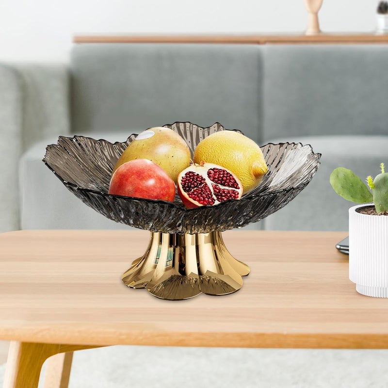 Fruit Basket Pedestal Fruit Bowl Tray for Countertop Living Room Dining Home Party(Transparent Black) - Image 4