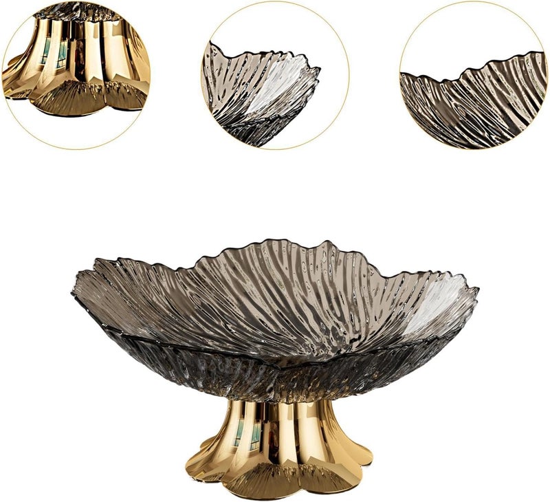 Fruit Basket Pedestal Fruit Bowl Tray for Countertop Living Room Dining Home Party(Transparent Black) - Image 3