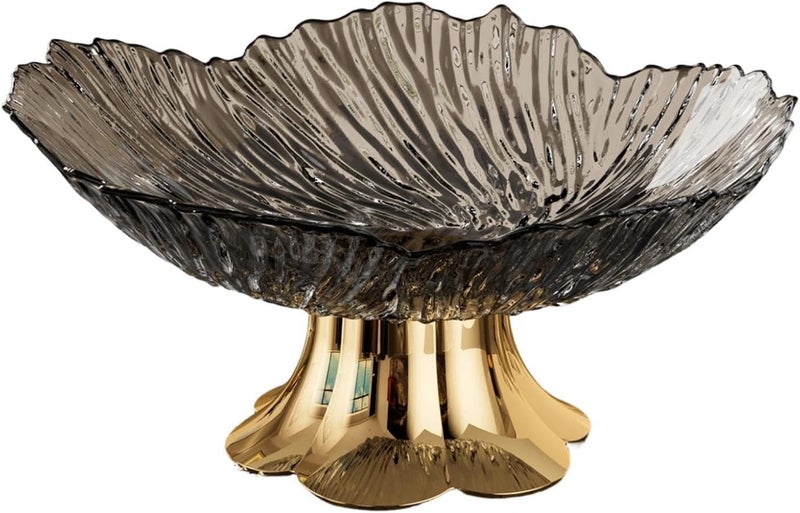 Fruit Basket Pedestal Fruit Bowl Tray for Countertop Living Room Dining Home Party(Transparent Black) - Image 2