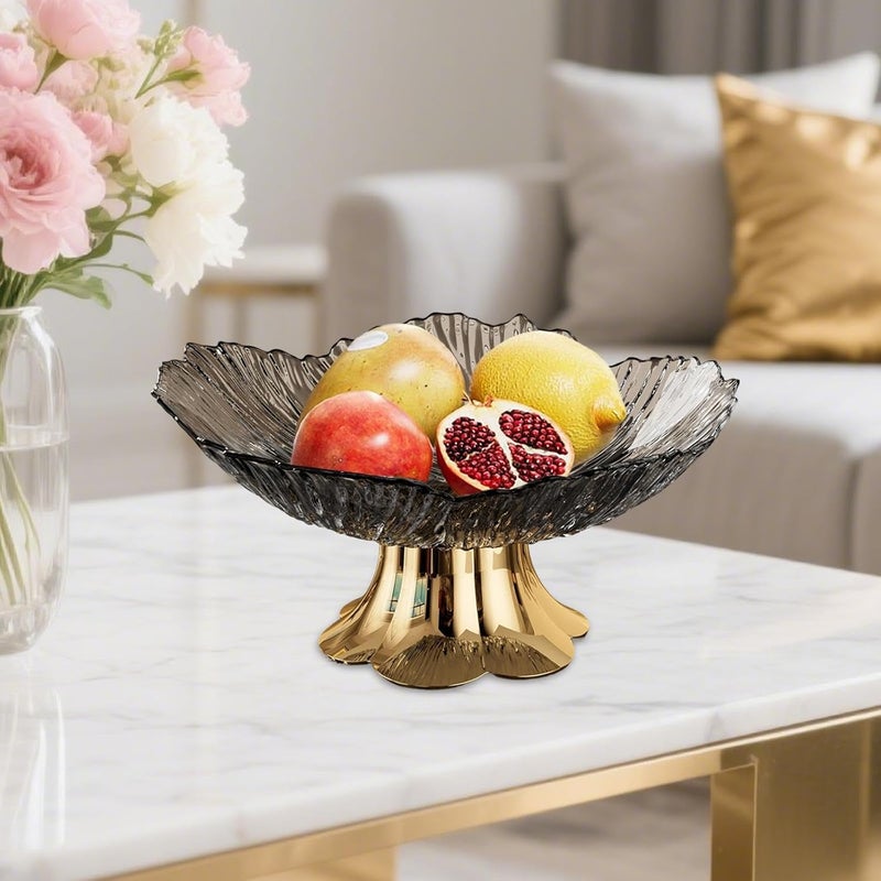 Fruit Basket Pedestal Fruit Bowl Tray for Countertop Living Room Dining Home Party(Transparent Black) - Image 5