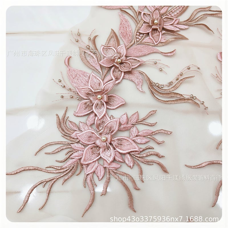 Reinforced Embroidery Lace Fabric Non Fray High Density Stitching For Long Term Use - Image 2