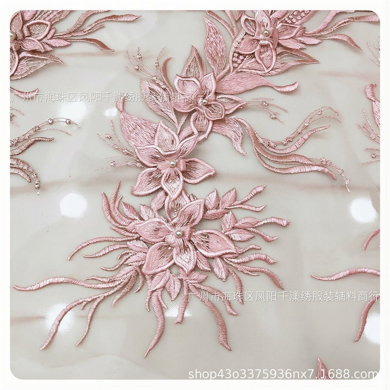 Reinforced Embroidery Lace Fabric Non Fray High Density Stitching For Long Term Use - Image 5