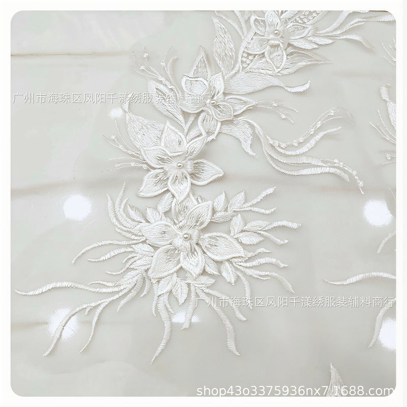 Reinforced Embroidery Lace Fabric Non Fray High Density Stitching For Long Term Use - Image 4