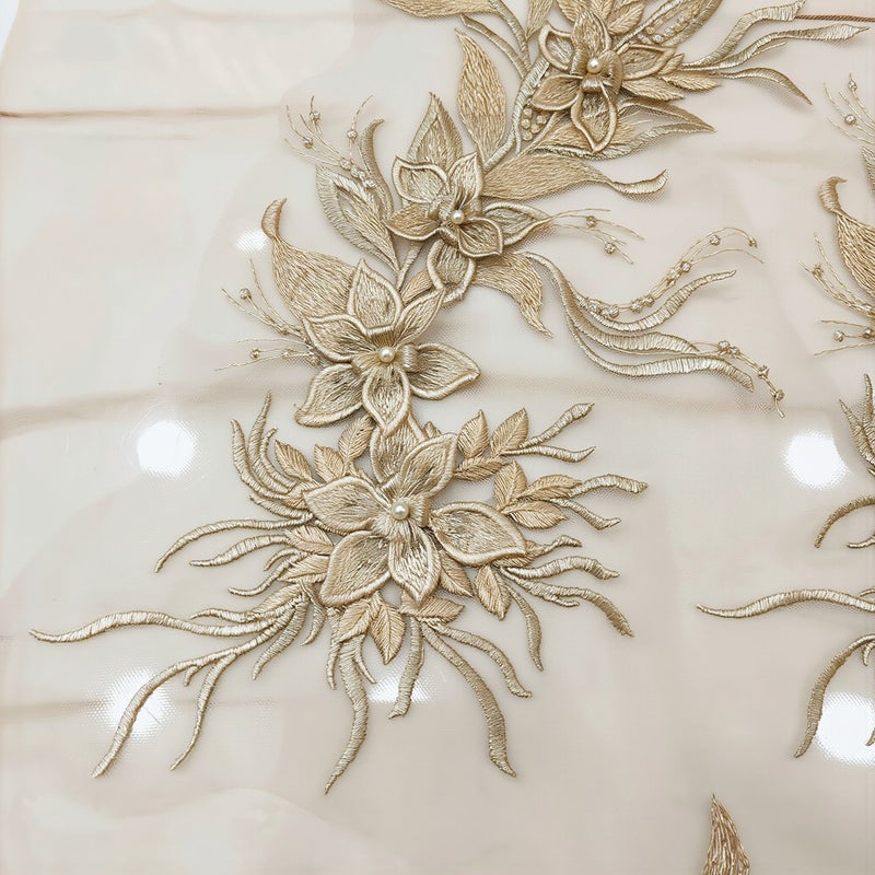 Reinforced Embroidery Lace Fabric Non Fray High Density Stitching For Long Term Use - Image 3