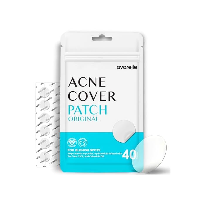 AVARELLE Cover Patches (40 Count) Absorbing Hydrocolloid Spot Cover with Tea Tree Oil, Calendula Oil and Cica, Certified Vegan, Cruelty Free