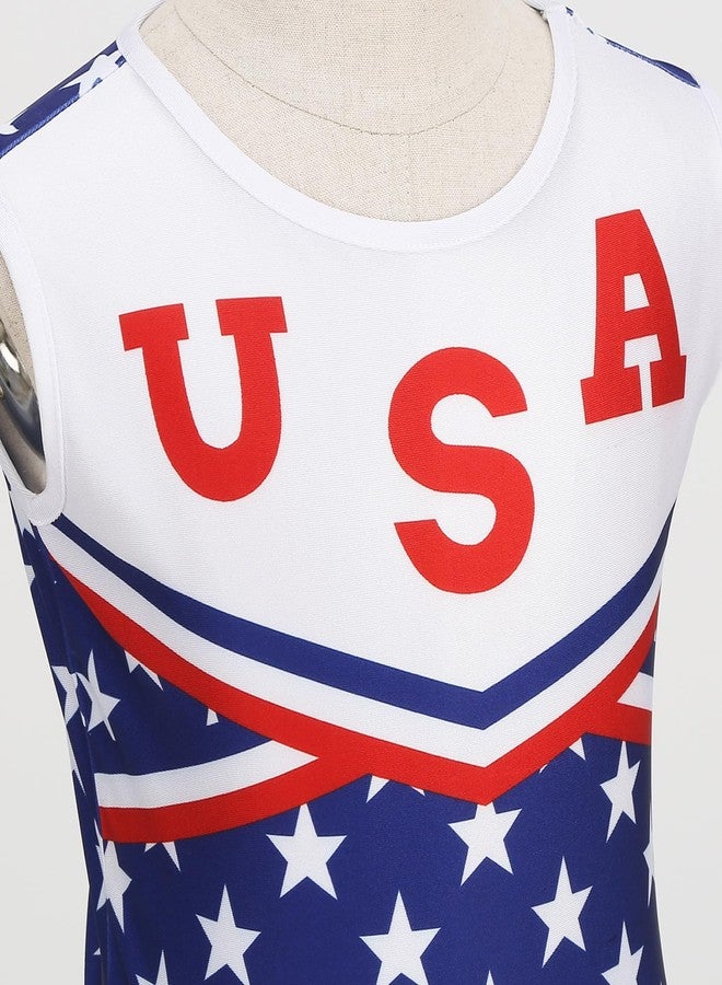 GRAJTCIN Cheerleader Uniform Cheerleading Outfit for Girls Halloween Costume Amerian Flag Dress Independence Day Gift (130, Red) - Image 3