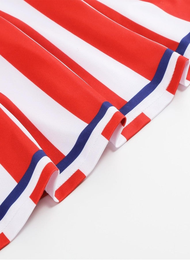 GRAJTCIN Cheerleader Uniform Cheerleading Outfit for Girls Halloween Costume Amerian Flag Dress Independence Day Gift (130, Red) - Image 4