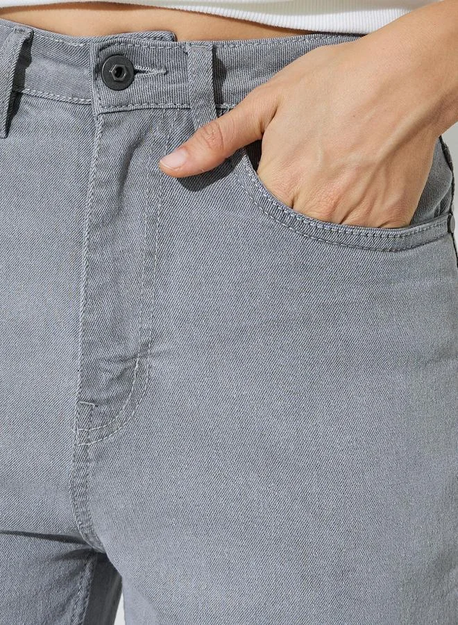 Styli Charcoal Charcoal Mid Rise Mom Fit Jeans for Women | Best Price UAE
