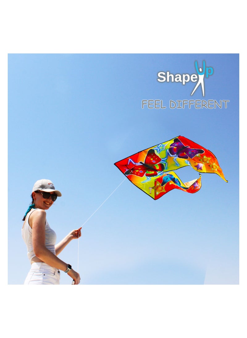 SHAPE UP Shapeup Butterfly Beach Kite for Kids & Adults, Kites for Beginner with 1 Strong Kite String with Winder Handle, Easy-To-Fly Lightweight Sport & Outdoor Toys Great for All Ages - Summer Butterfly  - Image 4