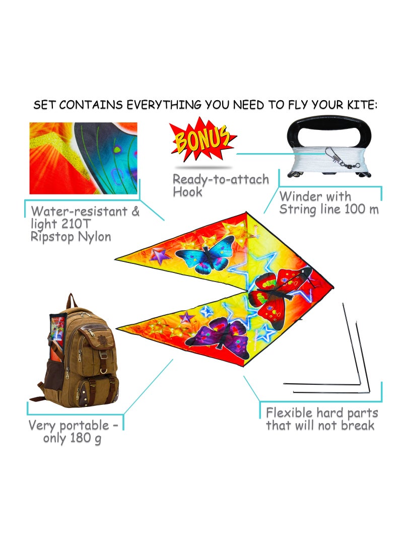 SHAPE UP Shapeup Butterfly Beach Kite for Kids & Adults, Kites for Beginner with 1 Strong Kite String with Winder Handle, Easy-To-Fly Lightweight Sport & Outdoor Toys Great for All Ages - Summer Butterfly  - Image 2