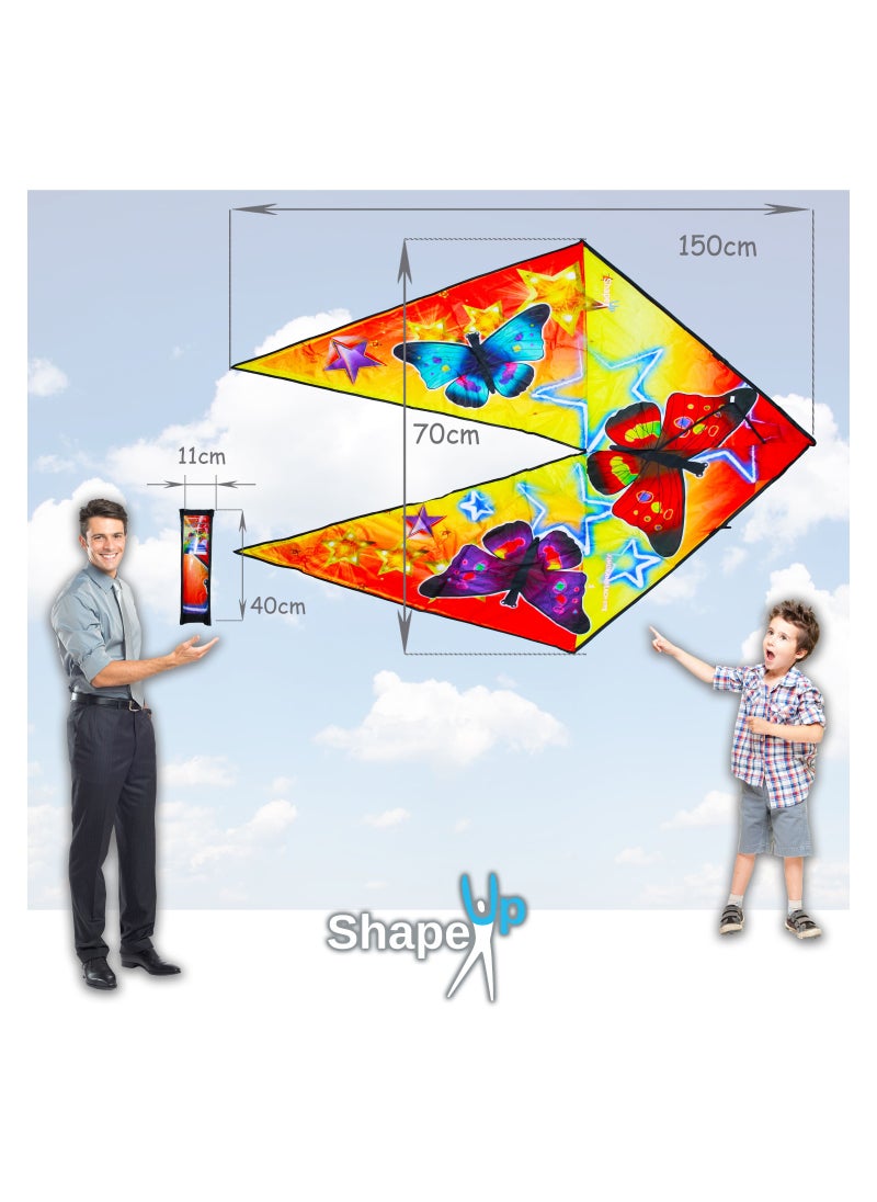 SHAPE UP Shapeup Butterfly Beach Kite for Kids & Adults, Kites for Beginner with 1 Strong Kite String with Winder Handle, Easy-To-Fly Lightweight Sport & Outdoor Toys Great for All Ages - Summer Butterfly  - Image 3