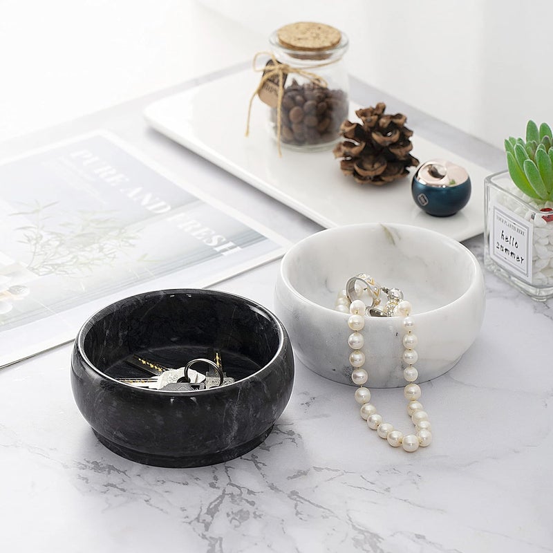 CM CHIC MONDAY 4.72 Inch Black Marble Decorative Bowl for Home Decor - Image 4