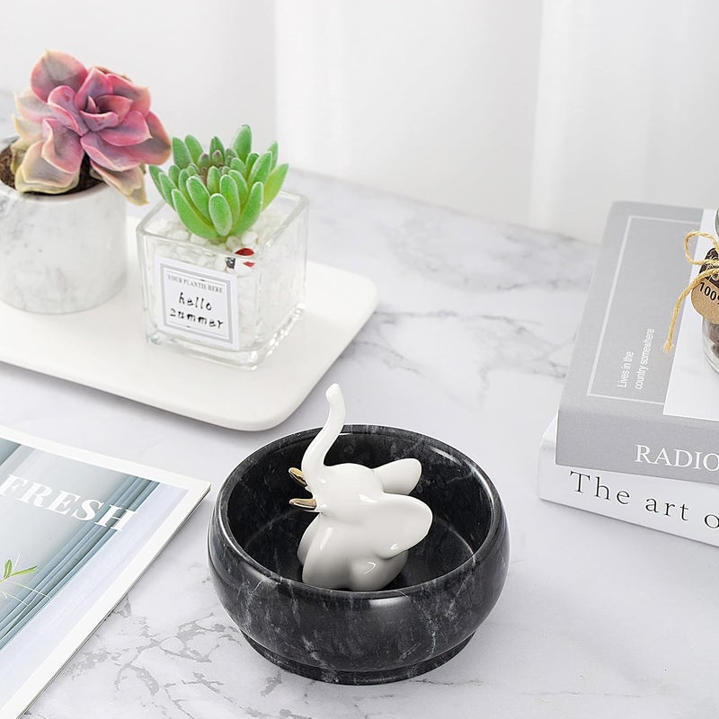 CM CHIC MONDAY 4.72 Inch Black Marble Decorative Bowl for Home Decor - Image 2