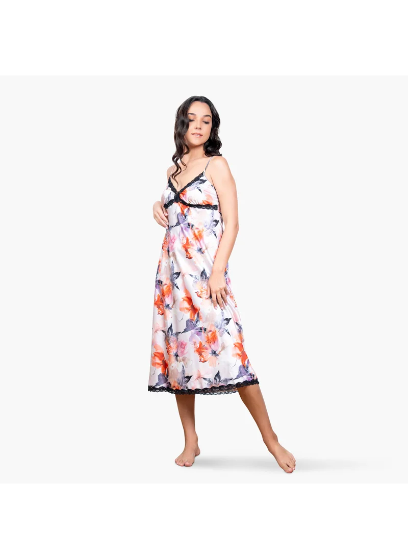 Aadaraya Aadaraya All-Over Floral Print Slip Dress