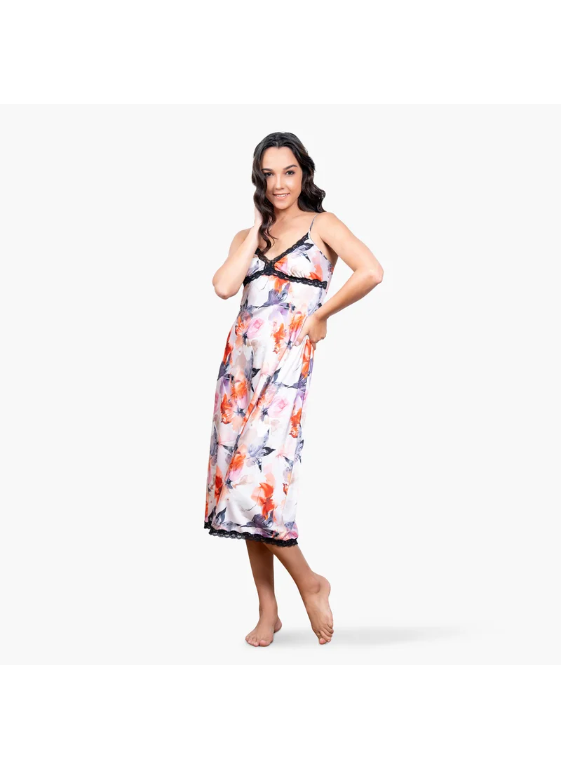 Aadaraya Aadaraya All-Over Floral Print Slip Dress
