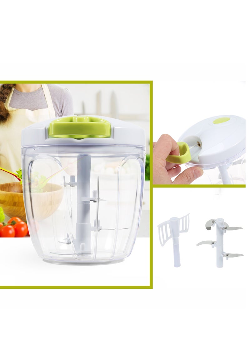 برايت هوم قطاعة يدوية متعددة الوظائف لسحب طعام الخضروات، مفرمة يدوية صغيرة قوية، سعة عالية مع 3 شفرات حادة من الفولاذ المقاوم للصدأ - مساعد مطبخ متعدد الاستخدامات - Image 4