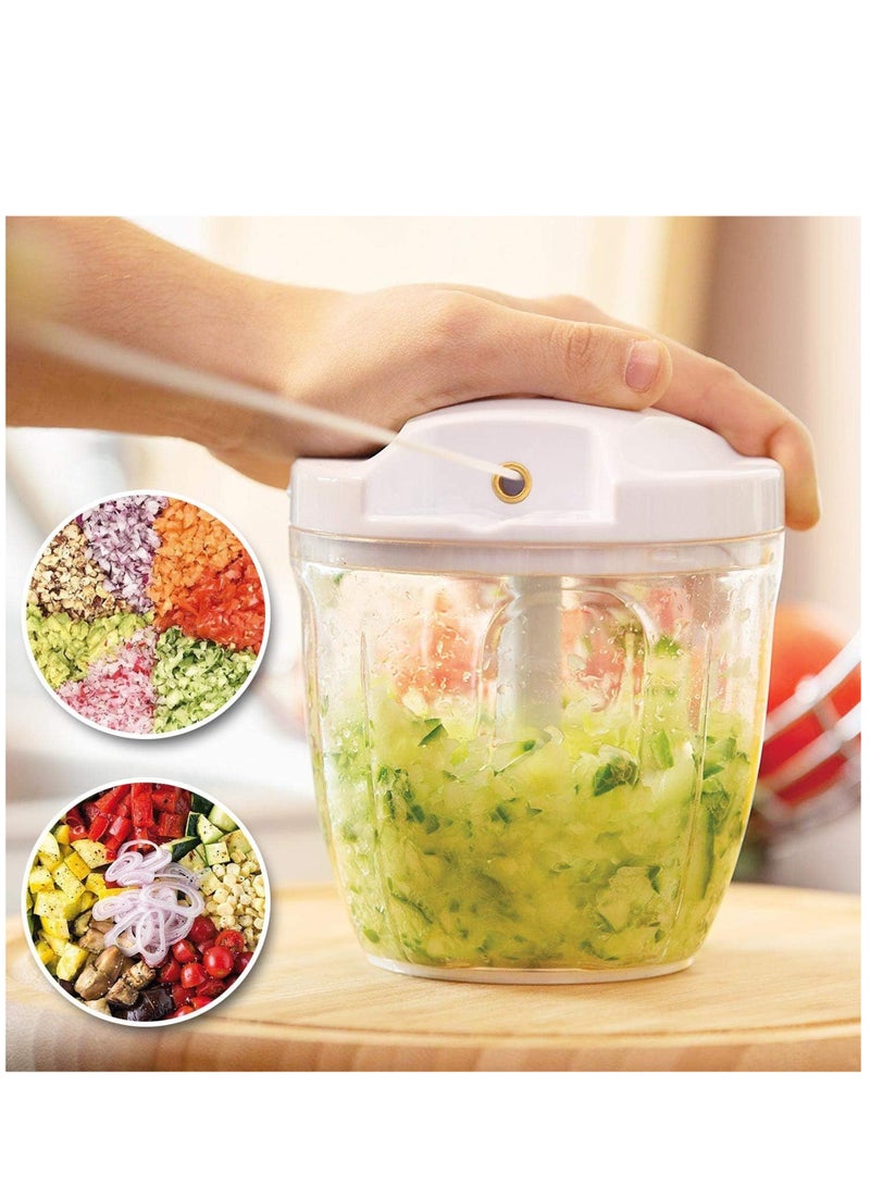 برايت هوم قطاعة يدوية متعددة الوظائف لسحب طعام الخضروات، مفرمة يدوية صغيرة قوية، سعة عالية مع 3 شفرات حادة من الفولاذ المقاوم للصدأ - مساعد مطبخ متعدد الاستخدامات - Image 3