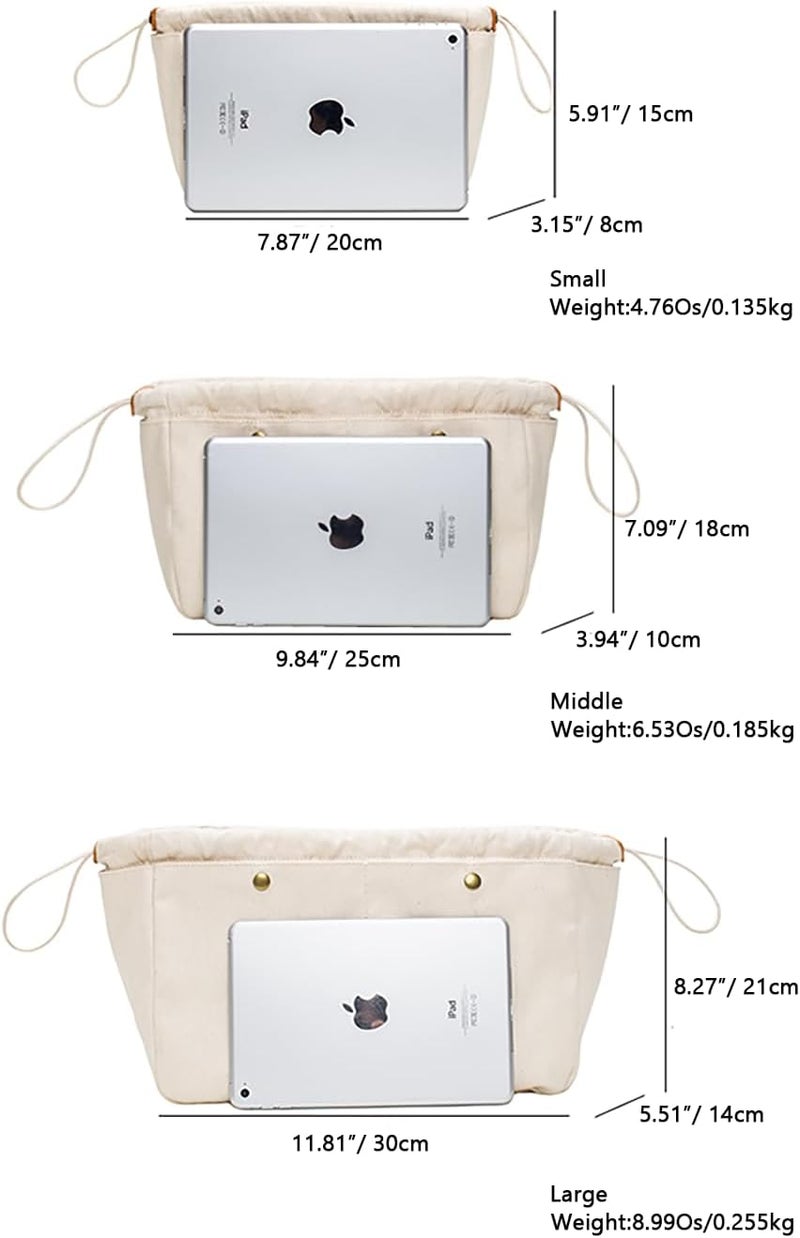 YONBEN Bag Divider Organizer Insert Cotton Canvas Tote Handbag Organizer Extra Large Purse Insert Organizer (S) - Image 2