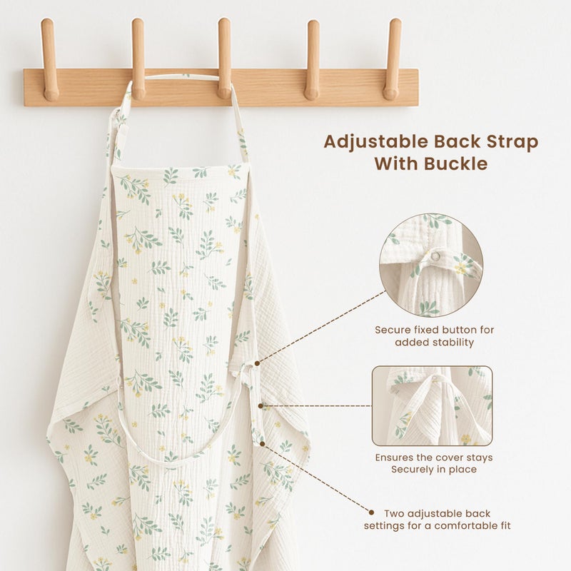 Konssy 2-Pack Muslin Nursing Cover Up for Breastfeeding Moms with Rigid Hoop, 100% Cotton, Lightweight & Breathable Breastfeeding Cover, Adjustable & Comfort - Image 4