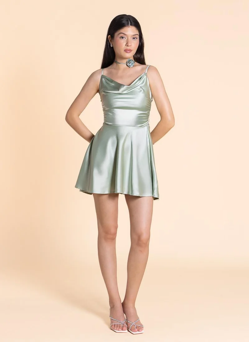 شايبس DETAILED SHORT SATIN DRESS