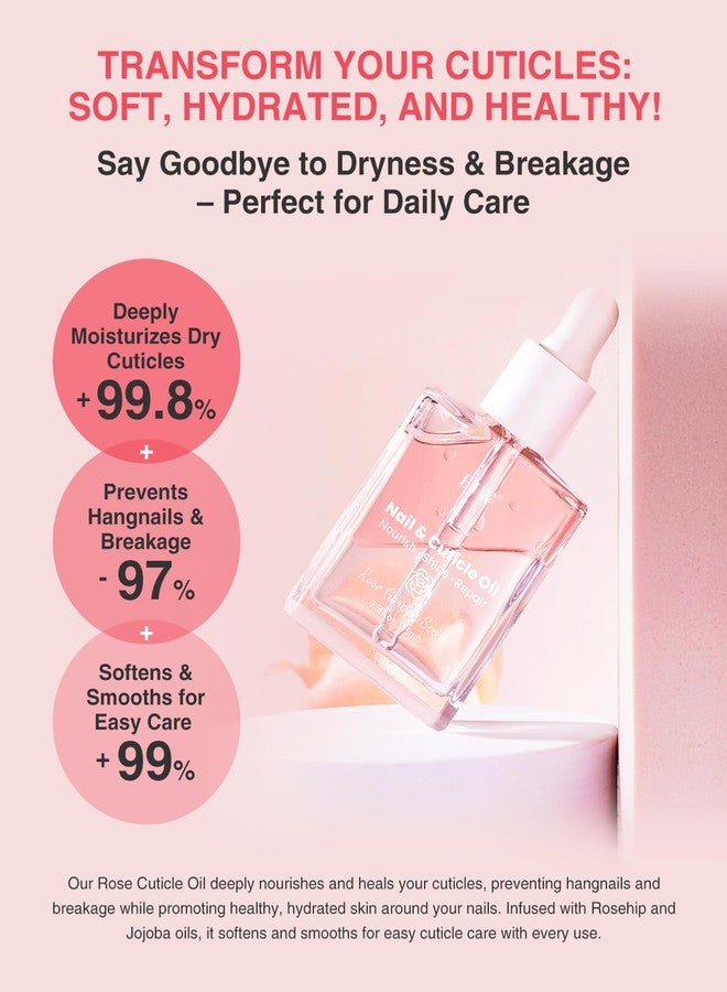 EJW Rose Petal Nail & Cuticle Oil, Infused with Real Rose Extract, Hydrating, Strengthening, Paraben-Free, Vegan, Cruelty-Free - 0.5 fl. oz - Image 2
