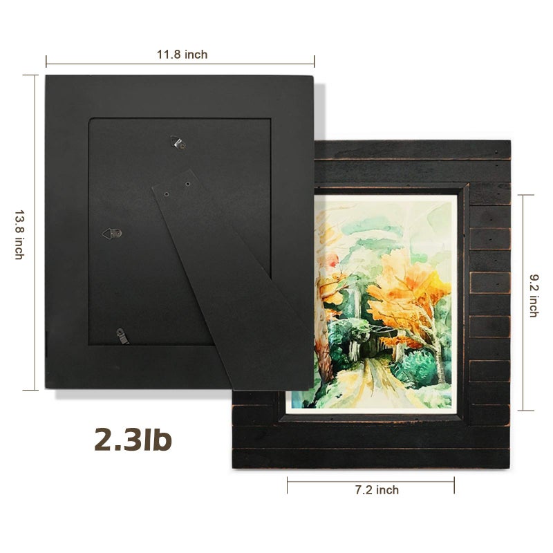 Eosglac 8x10 Picture Frame Distressed Black, Timbermount Rustic Photo Frame with Wood Siding Look, Tabletop or Wall Display - Image 4