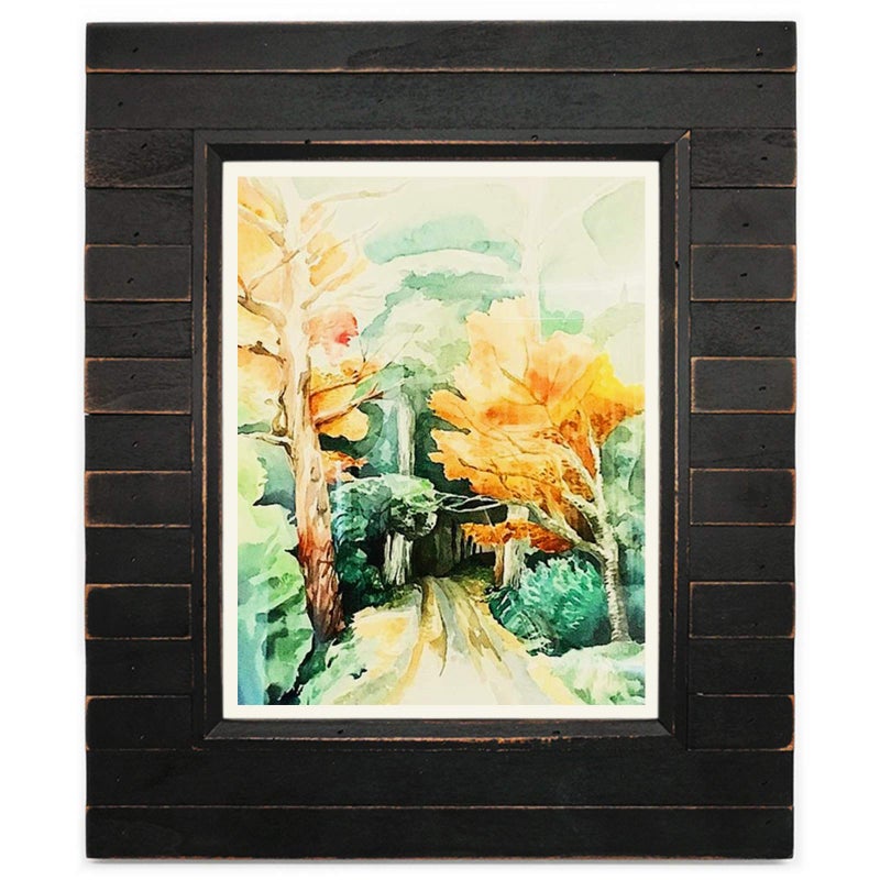 Eosglac 8x10 Picture Frame Distressed Black, Timbermount Rustic Photo Frame with Wood Siding Look, Tabletop or Wall Display - Image 1