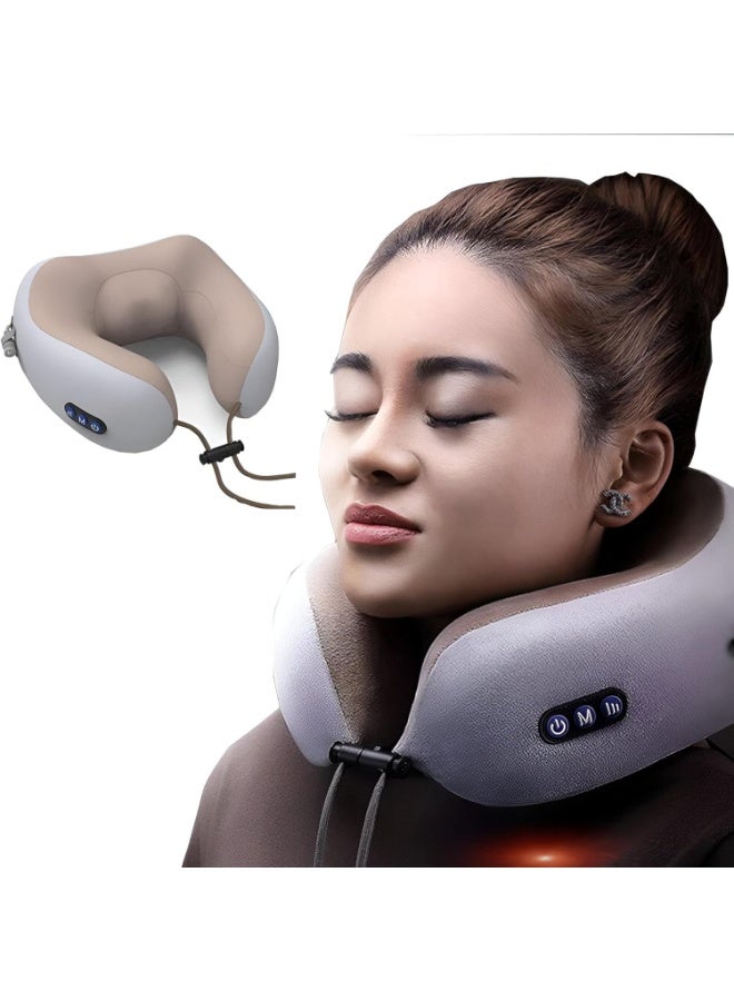 وسادة مساج كهربائية للرقبة على شكل U – قابلة للشحن مع تدليك ثنائي ووظائف قابلة للتعديل بقماش مريح وفوم الذاكرة - Image 1