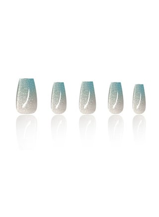 Press On Cat Eye Nail Tips – Gradient Blue Crystal Jelly Nails 30Pcs High End Glossy Detachable - view 4