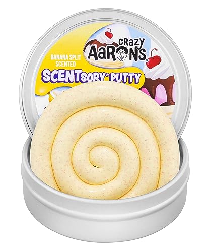 Crazy Aaron's عجينة التفكير المجنونة من آرون® - بانانا سبلت - عجينة حسية معطرة للأطفال والكبار - متعة إبداعية لا تنتهي، ألعاب تخفيف التوتر، لا تجف أبداً - مصنوعة في الولايات المتحدة - Image 1