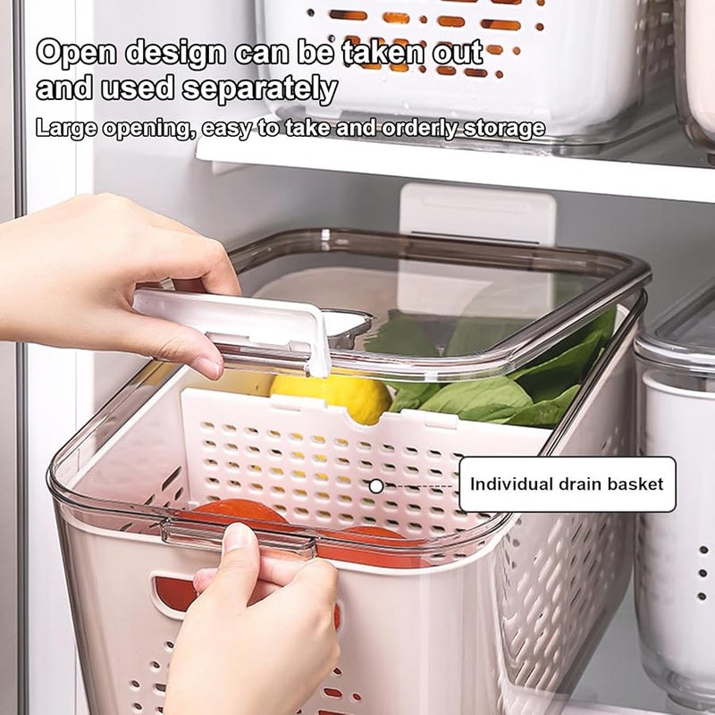 أوعية مصفاة قابلة للتكديس لمنع التسرب للثلاجة مع غطاء للفواكه - Image 3