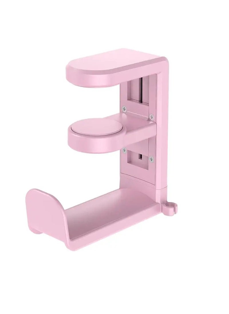 AROAQ Rotating Headphone Stand, 360 Degree Rotating Headphone Holder, Adjustable Clamp On Gaming Headset Desk Hanger, Portable Headphone Hanger Hook For Controller Headphones, (1pc, Pink)  - Image 1
