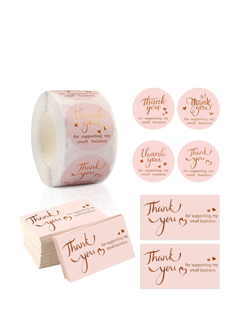 SYOSI 500 PCS Stickers Roll Set Thank You for Business Letter, Gift Packaging, Customer Mailer & Retail Bag Decorative Sealing Stickers Adhesive Sticker Labels Wrapping Supplies  - Image 1
