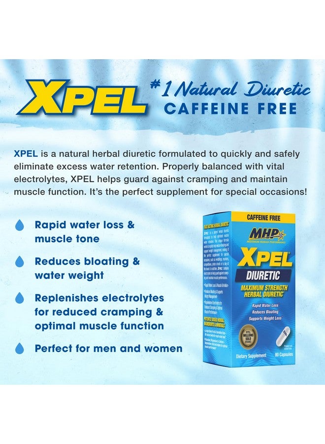 Maximum Human Performance MHP Xpel Maximum Strength Diuretic Water Pills, for Water Retention Relief, Caffeine-Free with Vitamin B-6 Potassium Dandelion Root, 80 Capsules - Image 3