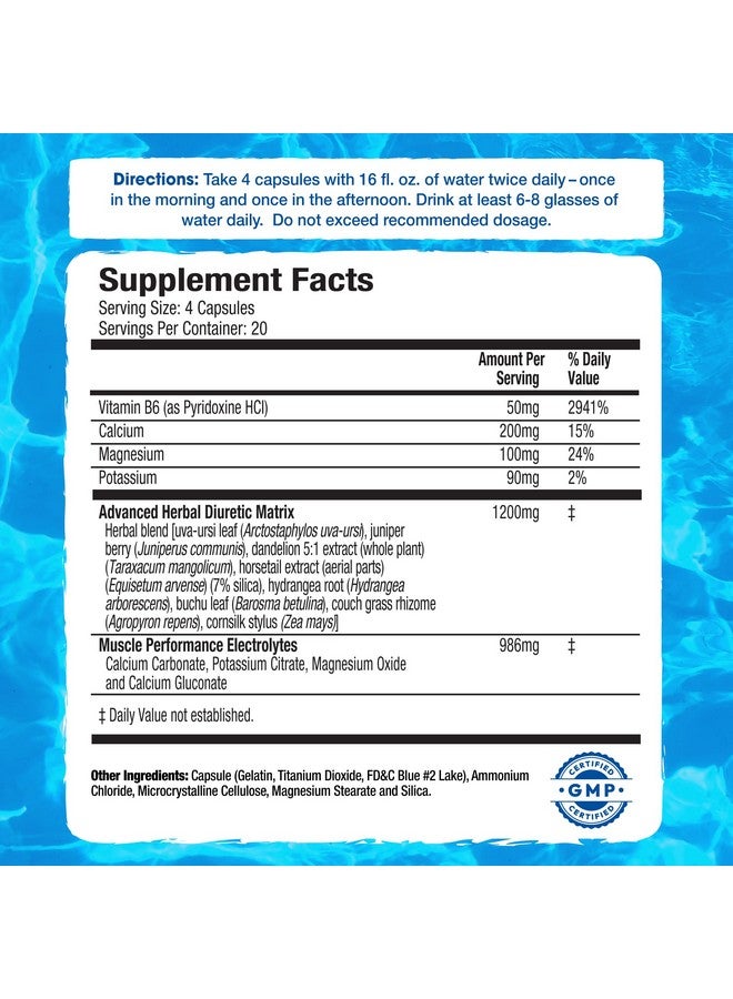 Maximum Human Performance MHP Xpel Maximum Strength Diuretic Water Pills, for Water Retention Relief, Caffeine-Free with Vitamin B-6 Potassium Dandelion Root, 80 Capsules - Image 2