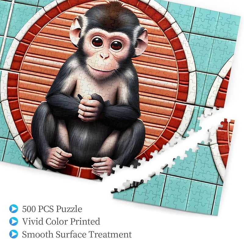 Phayah Silent Monkey 500 Piece Jigsaw Puzzle For Adults Home Decor 20 4 X 15 Inches - Image 3