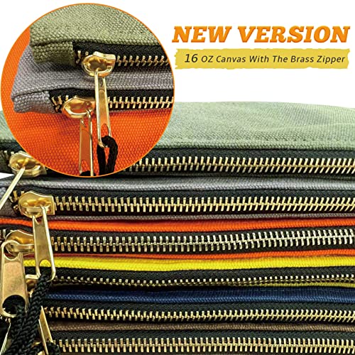 TENGYES 7 Pack Canvas Tool Bag Zipper Pouch - Heavy Duty 16 oz. Canvas Tools Utility Pouches, Multipurpose Storage Organizer Tote Bags with Dependable Metal Zippers, 12.5 x 7-Inch - Image 2
