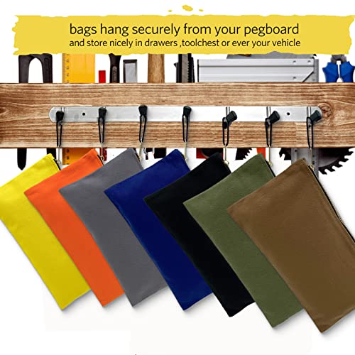 TENGYES 7 Pack Canvas Tool Bag Zipper Pouch - Heavy Duty 16 oz. Canvas Tools Utility Pouches, Multipurpose Storage Organizer Tote Bags with Dependable Metal Zippers, 12.5 x 7-Inch - Image 3