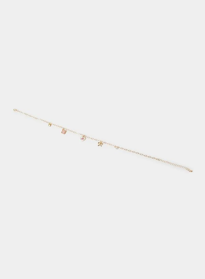 Styli  Gold Tone Multi-Charm Choker Necklace for Women | Best Price UAE