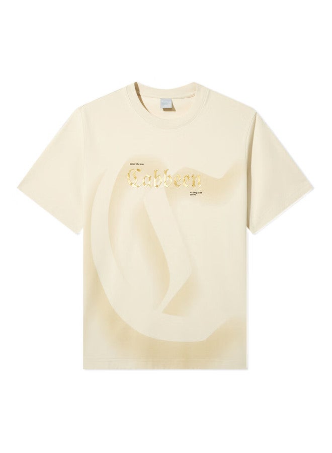 Cabbeen Cooling Sensation Suolona T-shirt, Summer High-frequency Iron-on Logo Tie-dye, Apricot Color 15, Size 52 - Image 4