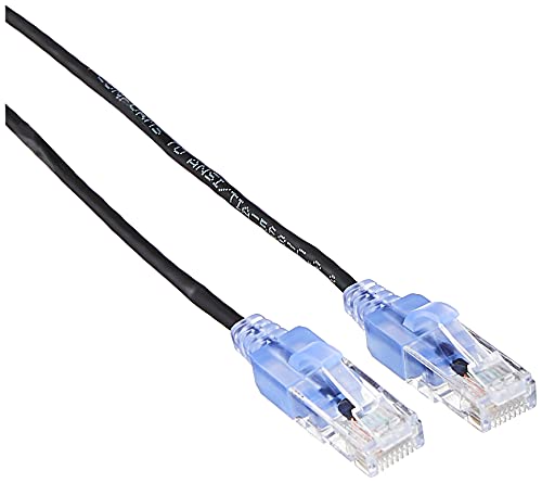Monoprice SlimRun Cat6A Ethernet Patch Cable Snagless RJ45 UTP Pure Bare Copper Wire 10G 30AWG 20ft Black 5Pack - Image 1
