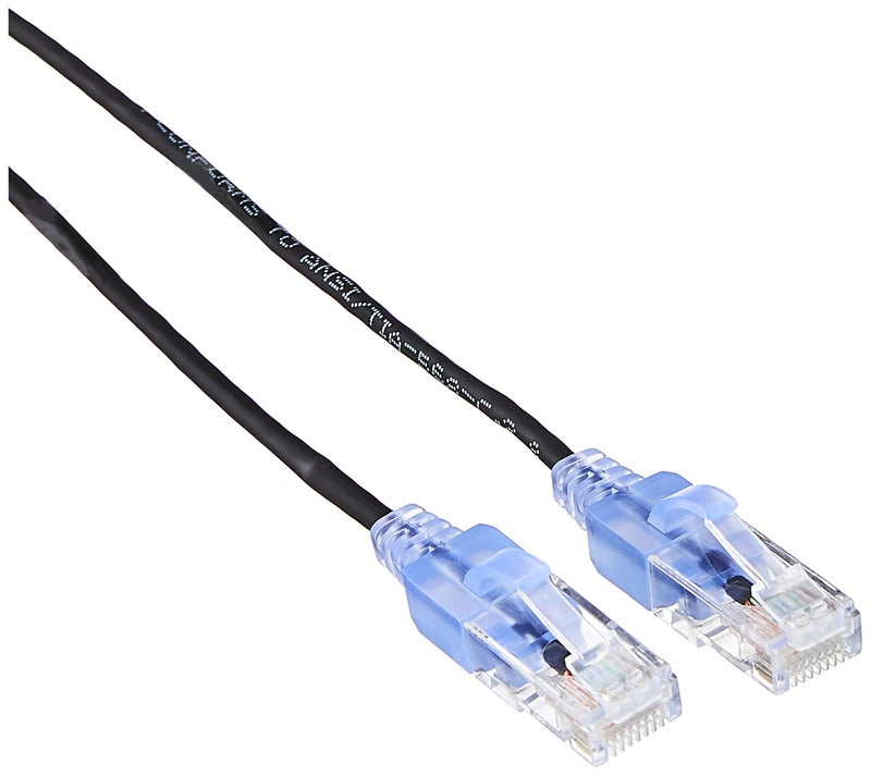 Monoprice SlimRun Cat6A Ethernet Patch Cable Snagless RJ45 UTP Pure Bare Copper Wire 10G 30AWG 20ft Black 5Pack - Image 2