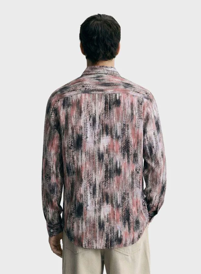 The Indian Garage Co Men Slim Fit Printed Round Neck Full Sleeves Shirt
