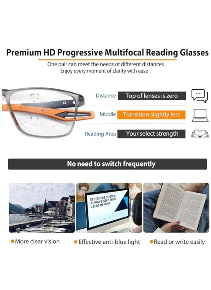 Generic - Photochromic Reader Sunglasses Reading Sunglasses for Men Sporty TR90 Frame UV400 Full Lens Outdoor Reader Lightweight Transition Photochromic - Image 1