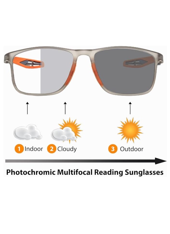 Generic - Photochromic Reader Sunglasses Reading Sunglasses for Men Sporty TR90 Frame UV400 Full Lens Outdoor Reader Lightweight Transition Photochromic - Image 1