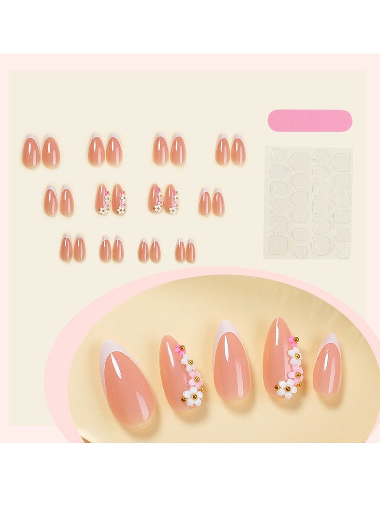 جوسكوين أظافر ضغط 24 قطعة، أظافر ضغط بأسلوب أوروبي وأمريكي مزينة بالزهور وكرات الصلب، تتميز بأسلوب عصري يتماشى مع جمالية إنستغرام وتصميم قابل للإزالة. تُظهر بشكل مثالي الفردية والسحر، مما يجعلها خيارًا رائعًا لفن الأظافر المناسب لمناسبات متنوعة! أظافر أكريليك مزيفة مع مجموعة غراء. - Image 3