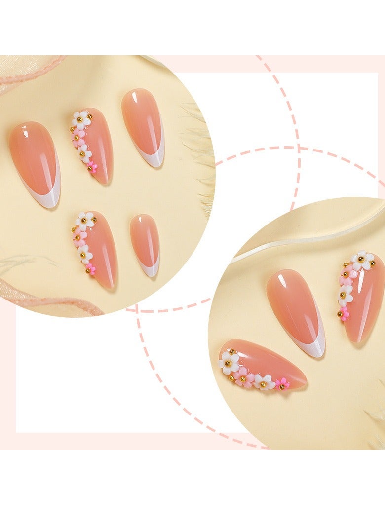 جوسكوين أظافر ضغط 24 قطعة، أظافر ضغط بأسلوب أوروبي وأمريكي مزينة بالزهور وكرات الصلب، تتميز بأسلوب عصري يتماشى مع جمالية إنستغرام وتصميم قابل للإزالة. تُظهر بشكل مثالي الفردية والسحر، مما يجعلها خيارًا رائعًا لفن الأظافر المناسب لمناسبات متنوعة! أظافر أكريليك مزيفة مع مجموعة غراء. - Image 2